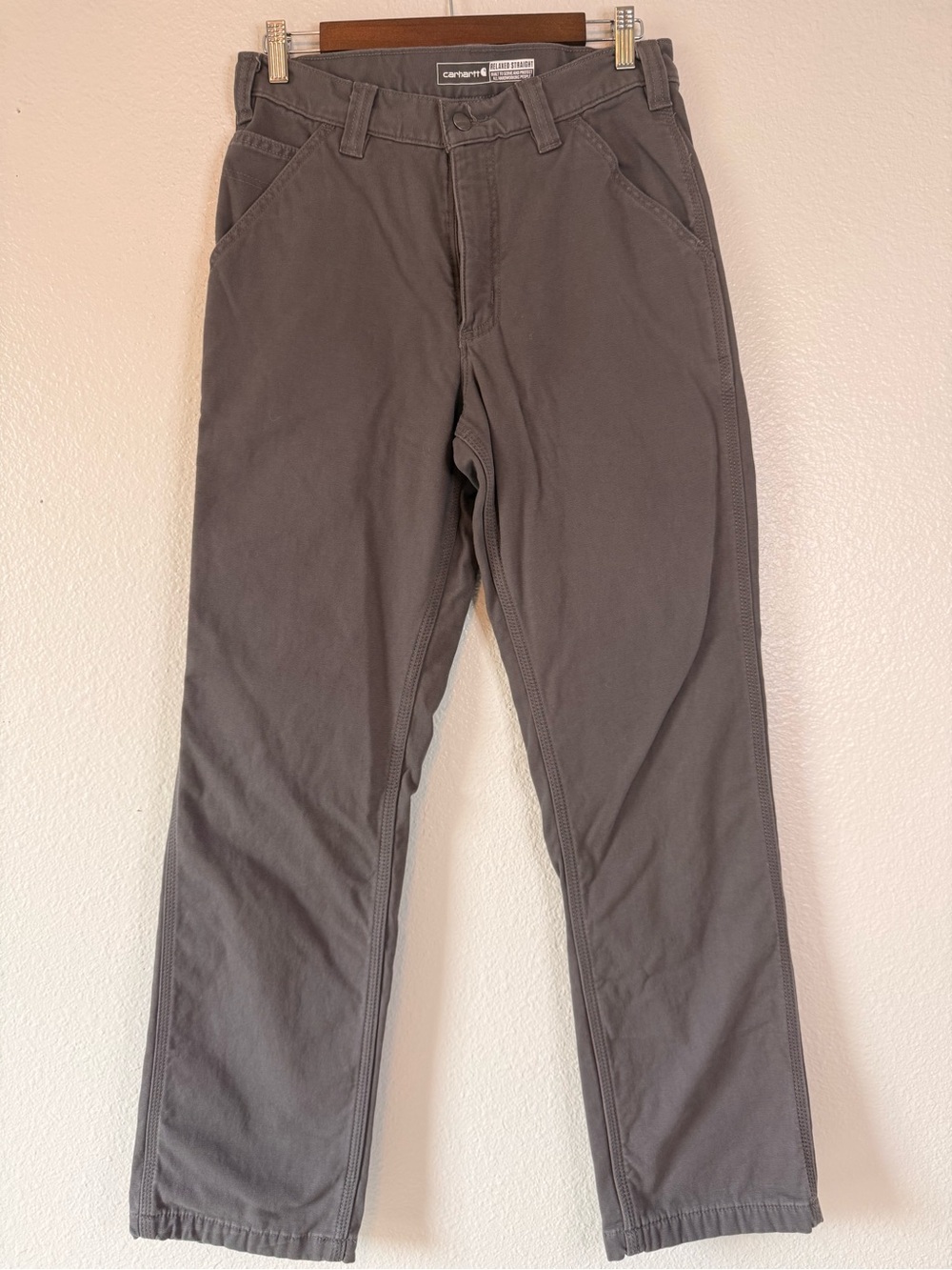 Carhartt Relaxed Straight Men’s Gray Work Pants 30x32 Durable Utility Canvas